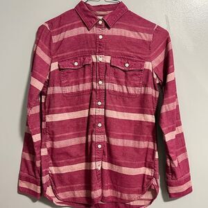 J. CREW Burgundy Beige Plaid Cotton Button Top Size XS